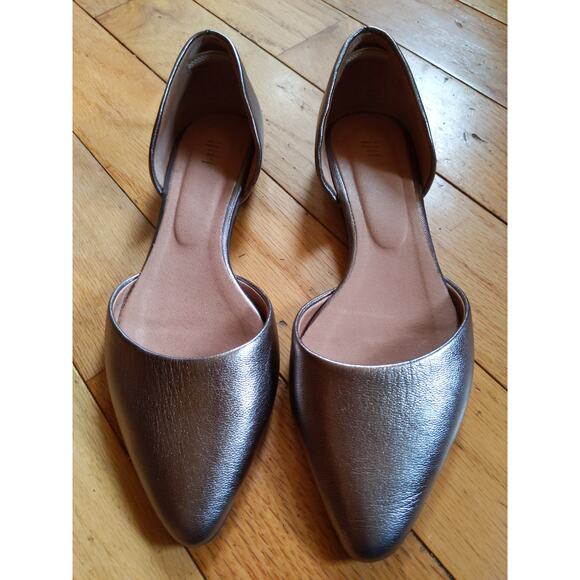 J.JILL Metallic Gold D'Orsay Pointed Flats Career Capsule Minimalist Size 8 - Picture 2 of 6